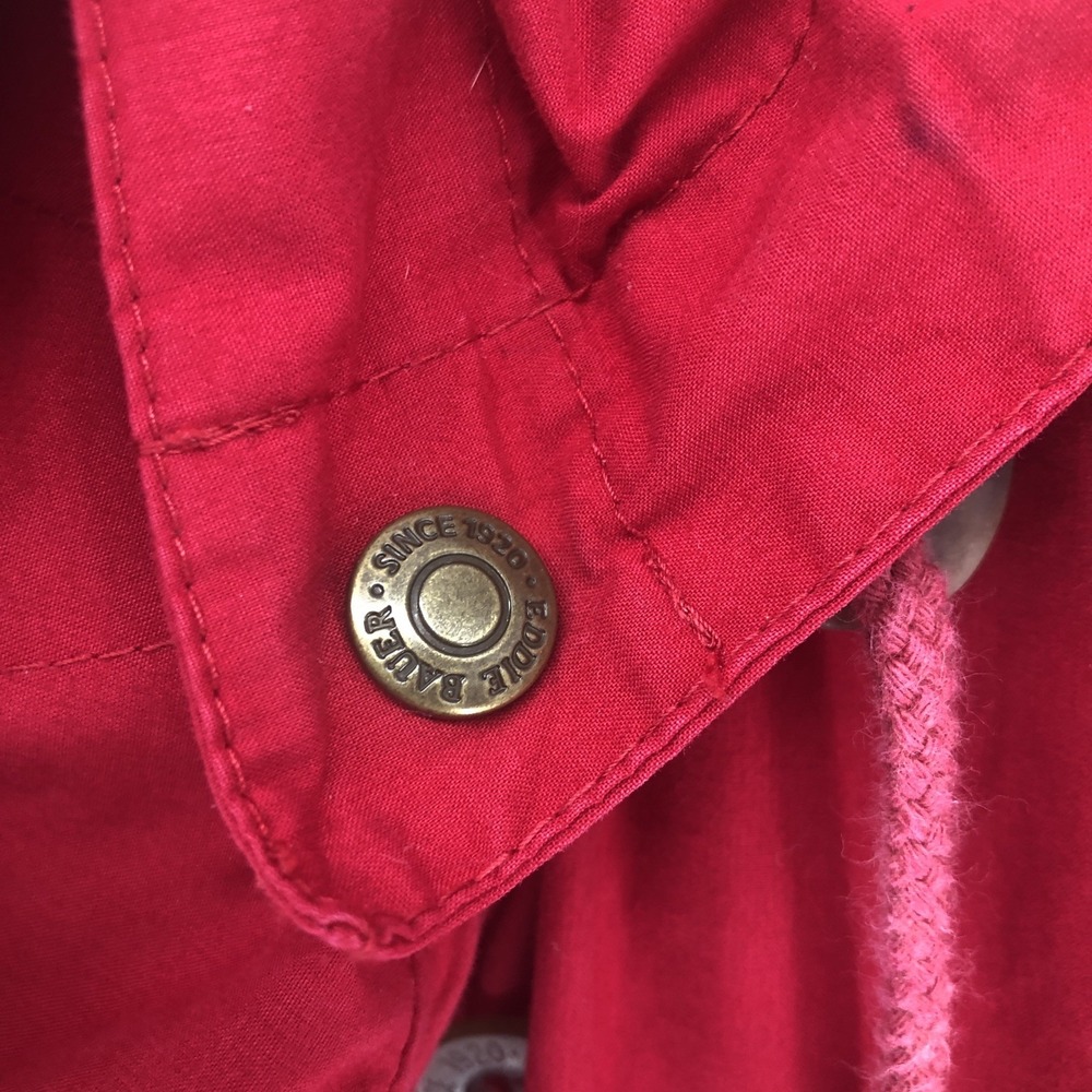 Eddie Bauer Vintage Women's Medium Wind/ Rain Jacket Canvas Coat Zip Button Hood - Picture 12 of 16